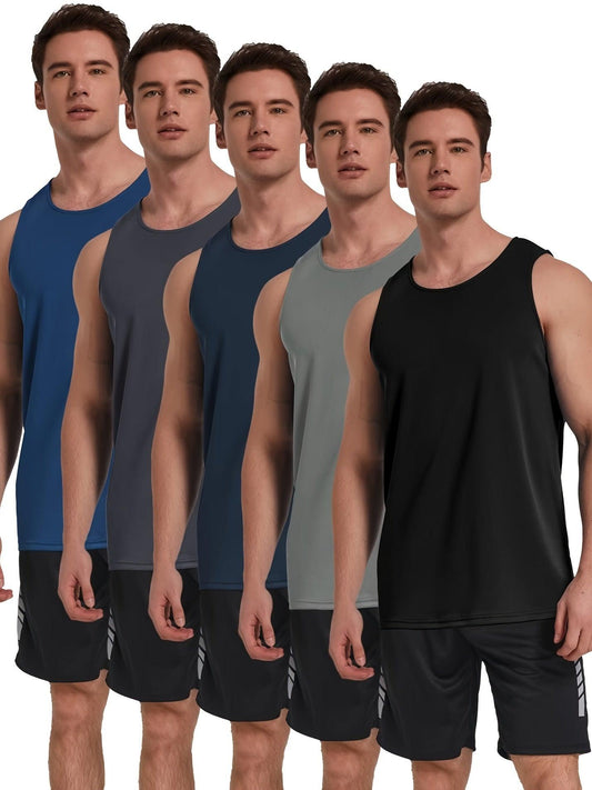 5-Pack Men's Tank Tops - Casual & Comfy Sleeveless Vests for Summer, Gym Training & Workout