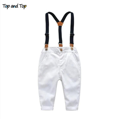 Boy's Formal Suits Long Sleeve Shirt+Suspenders Trousers Casual kids Clothes