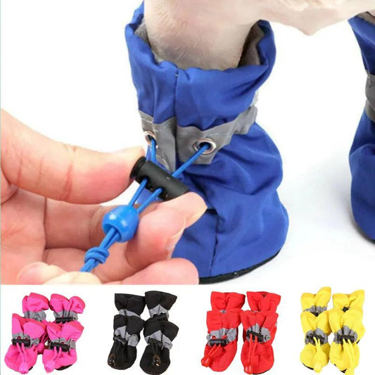 Dog boot set | Keep your furry friend's paws safe and dry | 4-piece set of waterproof pet dog shoes!