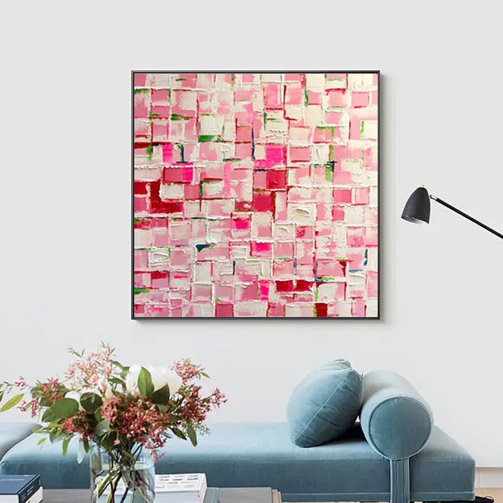 Hand Painted Oil Paintings for Home or Hotel room Decoration | Pink Square Pictures Wall Art - Smart Shoppers Deal