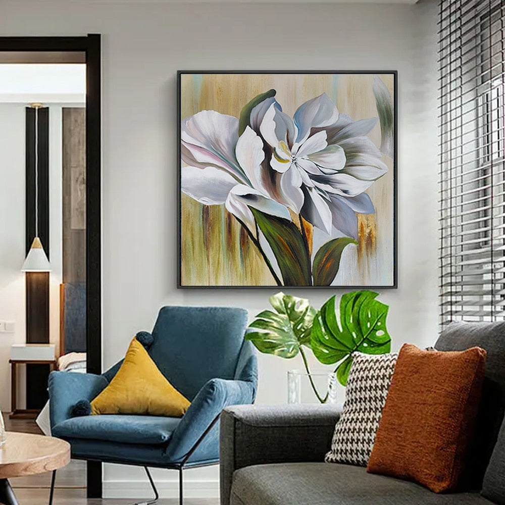 Flower Decorative Canvas Painting | Home Decor | 100% Hand Painted Oil Painting for living room - Smart Shoppers Deal