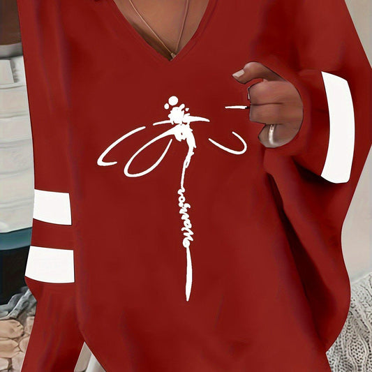 Magical Dragonfly V-Neck Sweatshirt – Casual Elegance with Soft Comfort & Unique Style - Smart Shoppers Deal