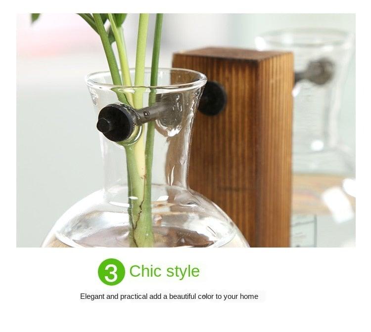 Eco Friendly Terrarium Hydroponic Plant Vases with Transparent Flower Pot and Wooden Frame - New - Smart Shoppers Deal