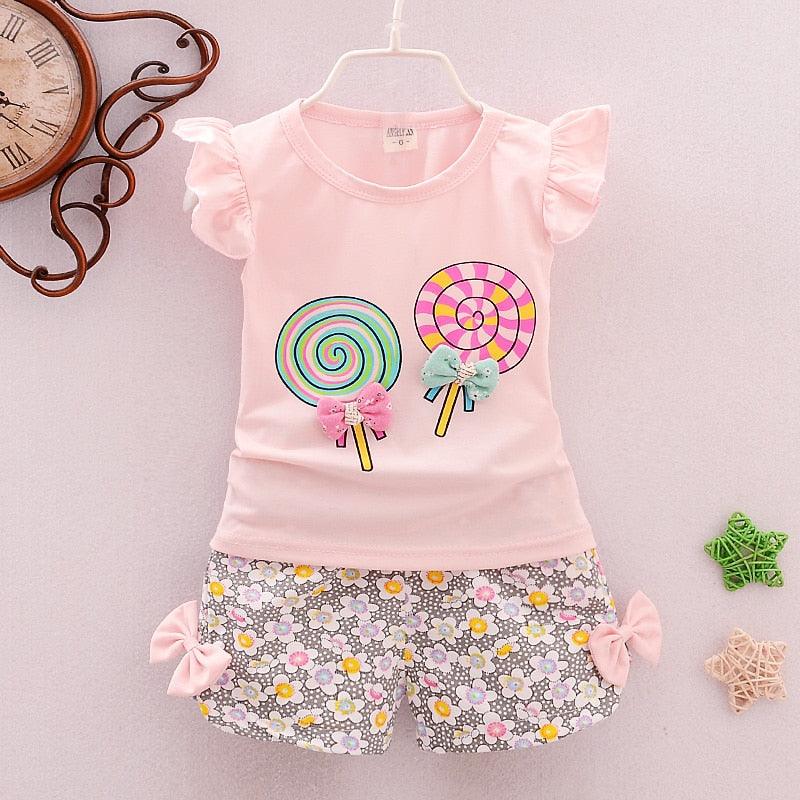 Girls Cotton Lollipop / Floral Clothing Sets 2Pcs | 1-5 Yrs Age - Smart Shoppers Deal