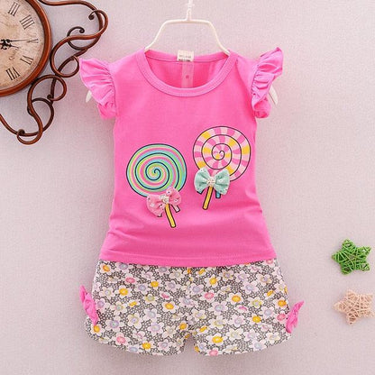 Girls Cotton Lollipop / Floral Clothing Sets 2Pcs | 1-5 Yrs Age - Smart Shoppers Deal