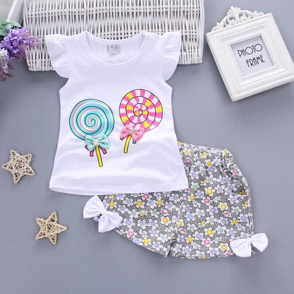 Girls Cotton Lollipop / Floral Clothing Sets 2Pcs | 1-5 Yrs Age - Smart Shoppers Deal