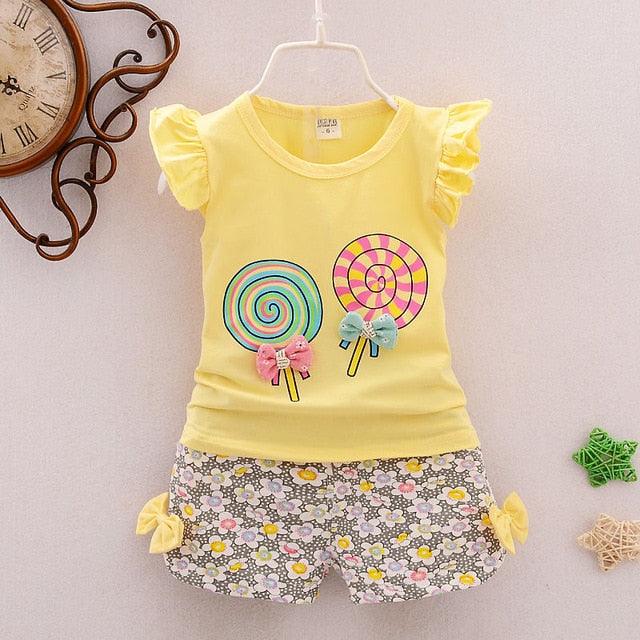 Girls Cotton Lollipop / Floral Clothing Sets 2Pcs | 1-5 Yrs Age - Smart Shoppers Deal