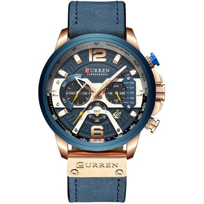 Men's Leather Strap Chronograph Luxury Wrist Watch - Smart Shoppers Deal