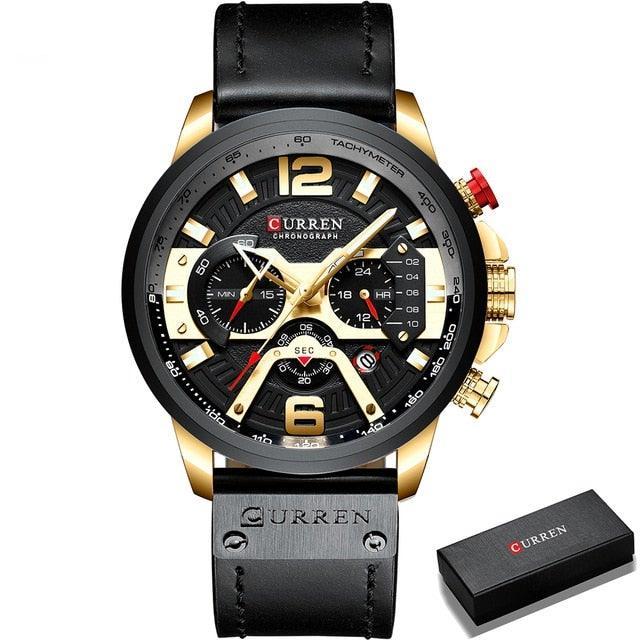 Men's Leather Strap Chronograph Luxury Wrist Watch - Smart Shoppers Deal