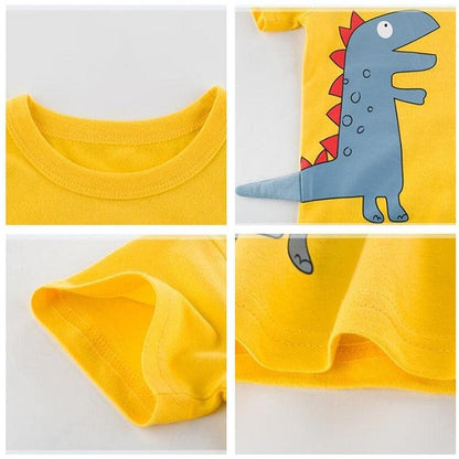 DINOSAUR and Cute Animal Cartoon Designer T-shirts for Baby Boy | Pure Cotton Summer Style - Smart Shoppers Deal