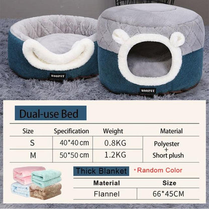 Soft Plush Pets Kennel Bed with Thick Blanket for Extra Comfort | Cat & Dog Bed | 100% Cotton - Smart Shoppers Deal