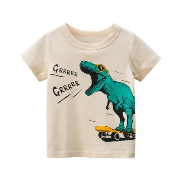 DINOSAUR and Cute Animal Cartoon Designer T-shirts for Baby Boy | Pure Cotton Summer Style - Smart Shoppers Deal