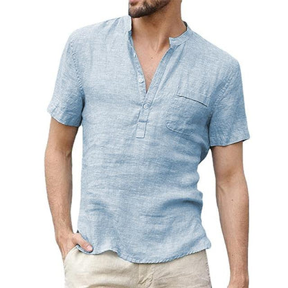 Breathable Pure Cotton Linen Short Sleeve Summer T-Shirt for Men - Smart Shoppers Deal