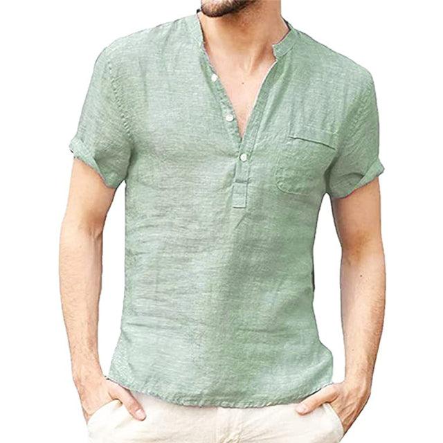 Breathable Pure Cotton Linen Short Sleeve Summer T-Shirt for Men - Smart Shoppers Deal