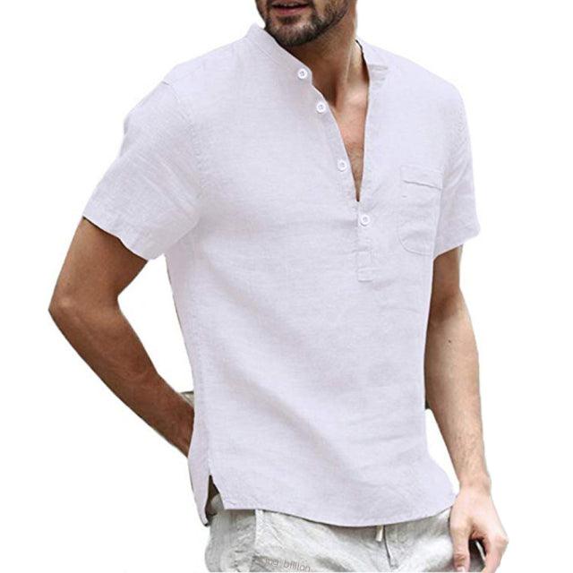 Breathable Pure Cotton Linen Short Sleeve Summer T-Shirt for Men - Smart Shoppers Deal